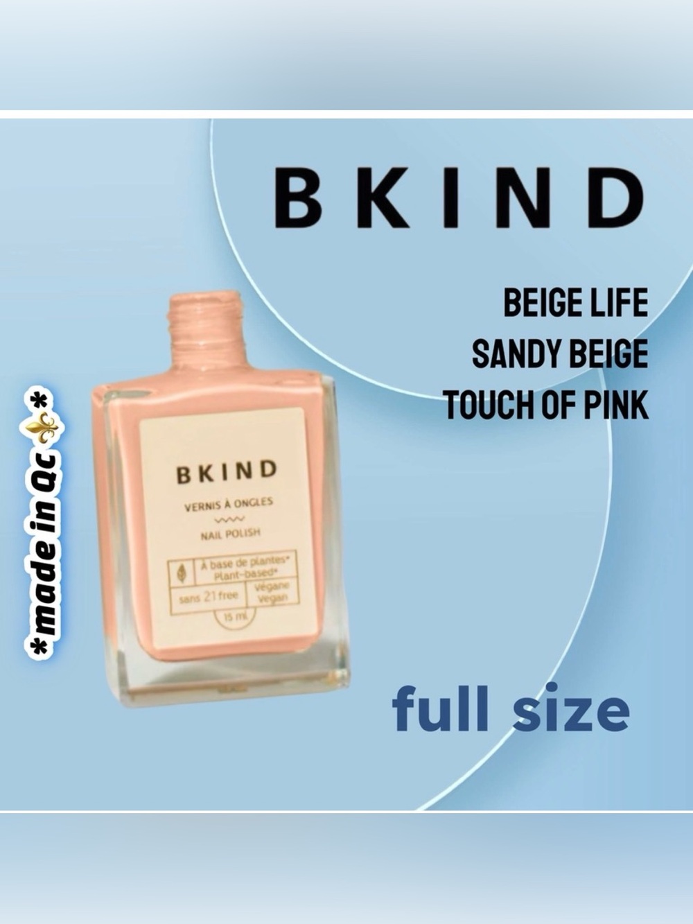 💟3/25$ 🇨🇦♻️🆕 *NEW* BKIND |FULL| Beige Life color Sandy beige with touch of pink